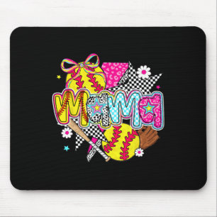 Mama Coquette Bow Game Day Softbyll Bysebyll Mouse Pad