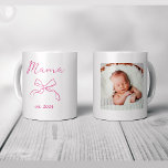 Mama | Coquette Pink Bow and Baby's Photo Coffee Mug<br><div class="desc">This stylish,  whimsical mug says "Mama" in a pretty pink colour with a matching bow and a spot for the birth date of her baby. Add her child's photo for a coquette style mug that is the perfect trendy keepsake that any mother of a baby girl will treasure.</div>