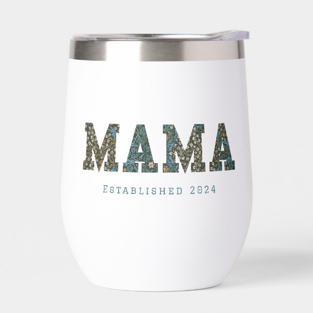 Mama customized year - trendy floral Coffee Mug (Left)