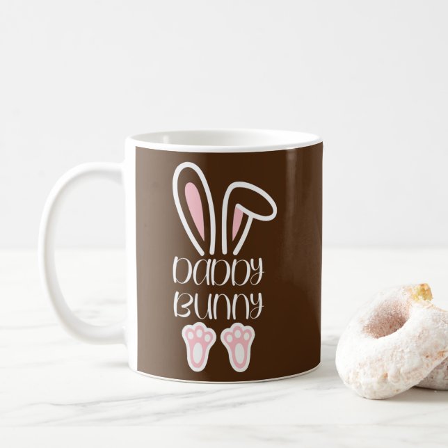Mama Daddy Bunny Easter Day Dad Pregnant Mom Coffee Mug (With Donut)