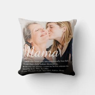 Mama Definition Quote Elegant Script Photo Throw P Pillow
