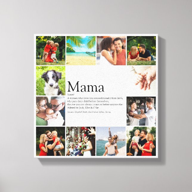 Mama Definition Quote Photo Collage Canvas Print (Front)