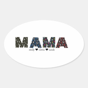 Mama Dog cat paw custom names Oval Sticker