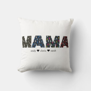 Mama Dog cat paw custom names Throw Pillow