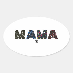 Mama Dog cat paw Oval Sticker