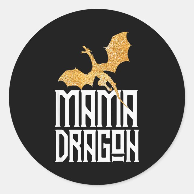Mama Dragon Christmas Matching Family Tribe Mom Wi Classic Round Sticker (Front)