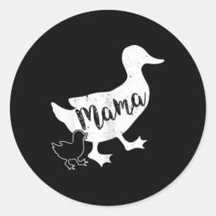 Mama Duck and 1 Baby Duckling Fun Mom   Classic Round Sticker