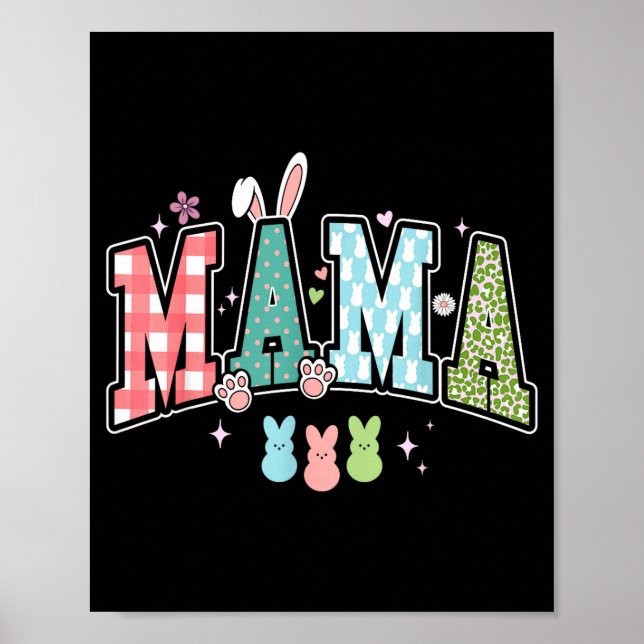 Mama easter day funny easter mom rabbit  poster (Front)