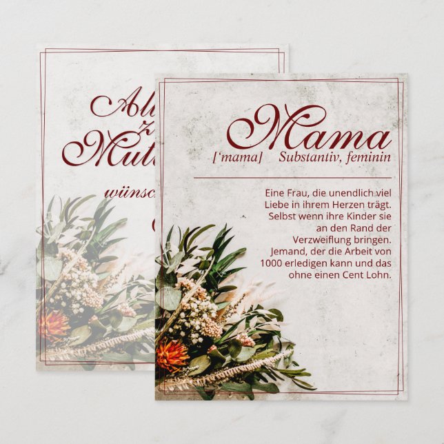 Mama - einfach unersetzlich - Bouquet (Front/Back)