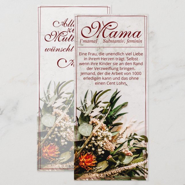 Mama - einfach unersetzlich - Bouquet (Front/Back)