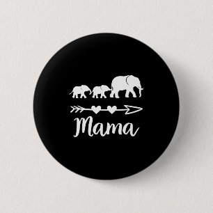 Mama elephant 2 babies kids mom of two cute mother inch round button