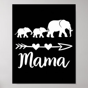 Mama elephant 2 babies kids mom of two cute mother poster