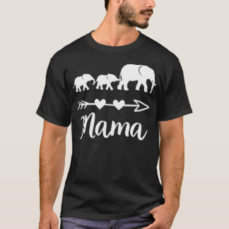 Mama Elephant 2 Babies Kids Mom Of Two Cute Mother T-Shirt