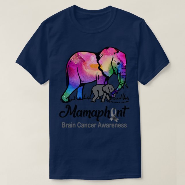 Mama Elephant Mamaphant Brain Cancer Awareness T-Shirt (Design Front)
