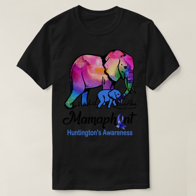 Mama Elephant Mamaphant Huntingtons Awareness T-Shirt (Design Front)