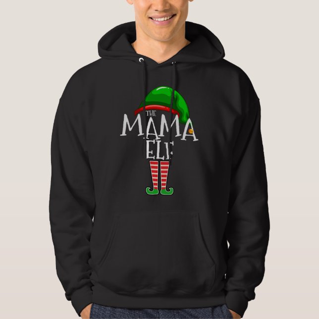 Mama Elf Family Matching Christmas Gift Grandma Fu Hoodie (Front)