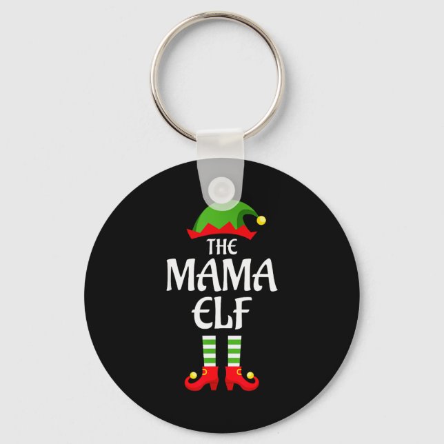 Mama Elf Family Matching Group Christmas  Keychain (Front)