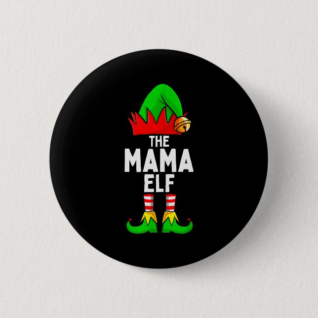 Mama Elf Matching Family Christmas Women  2 Inch Round Button (Front)
