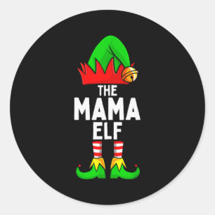 Mama Elf Matching Family Christmas Women Classic Round Sticker