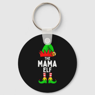 Mama Elf Matching Family Christmas Women Keychain