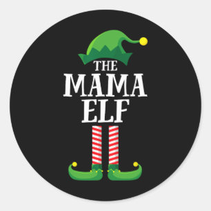 Mama Elf Matching Family Group Christmas Party Mom Classic Round Sticker