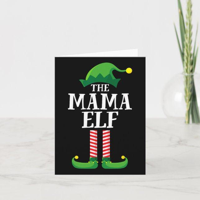 Mama Elf Matching Family Group Christmas Party Mum Card (Front)