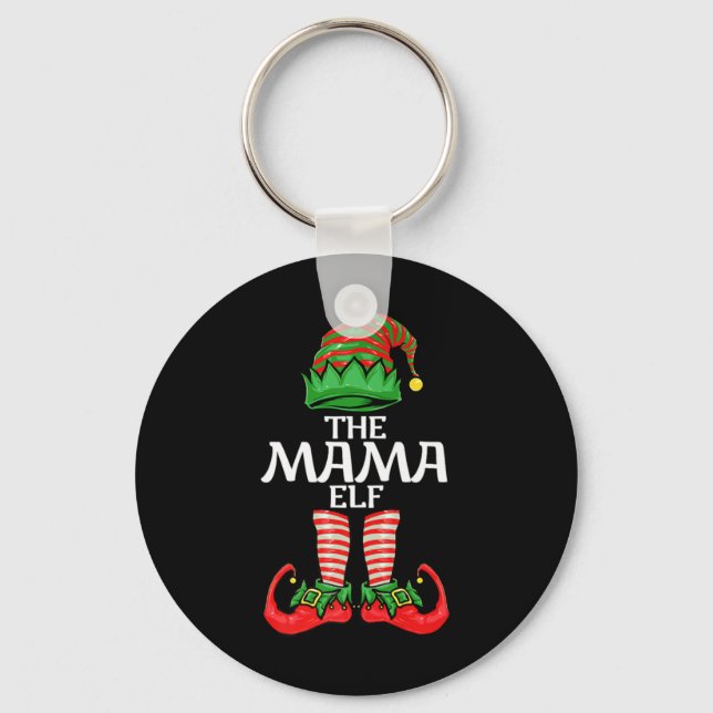 Mama Elf Mother Christmas Family Matching Group Pr Keychain (Front)