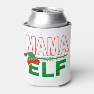 Mama Elf Team Elf White Christmas Holiday Family Can Cooler