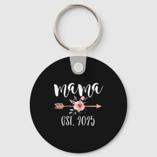 Mama est 2025 floral mothers day new mom keychain