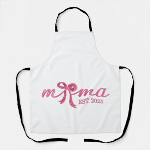 Mama Est 2025 Hot Pink Bow Coquette Mother Day Apron