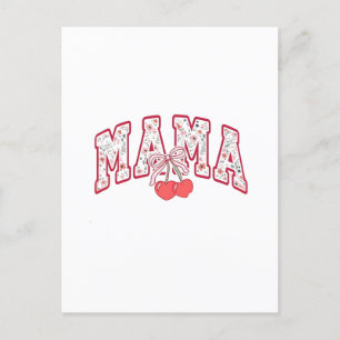 Mama est 2025 Mothers Day Coquette bow Announcement Postcard