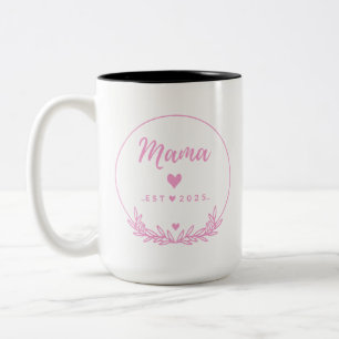 Mama Est.2025 shirt -Mother gift Pink Minimal -  Two-Tone Coffee Mug