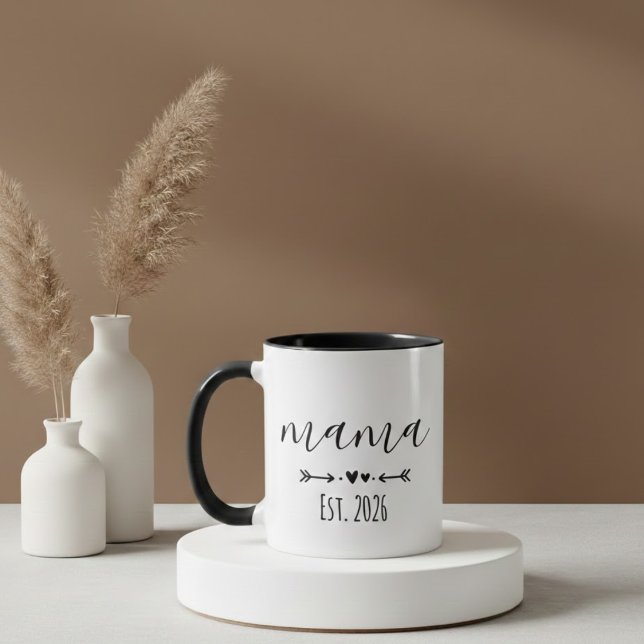 Mama Est. 2026 Mom To Be Minimalist Personalized  Mug (Creator Uploaded)