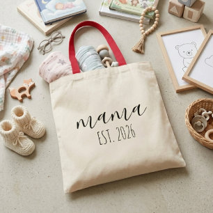 Mama Est. 2026 Mom To Be Minimalist Personalized  Tote Bag