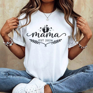 Mama Est 2026 New Mom Pregnancy Reveal T-Shirt