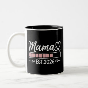 Mama est. 2026 Pregnancy Announcement Mom  Two-Tone Coffee Mug