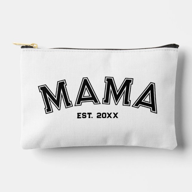Mama Est. Custom Year Black Sport Style Accessory Pouch (Front)