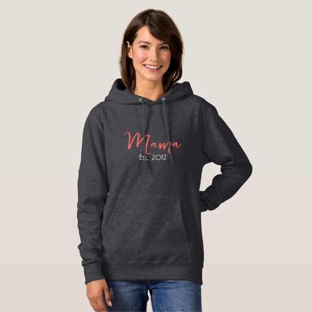 MAMA Est. [Year] Minimalist Mother's Keepsake Hoodie (Front Full)