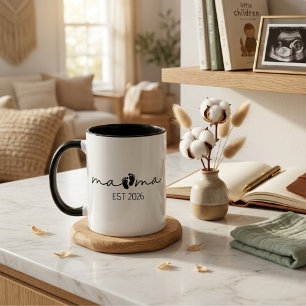 Mama Est Year Modern Script Design Mug