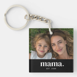 Mama Established Modern Bold Photo Keychain