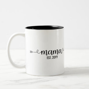 Mama established, Mom to be personalised gifts Two-Tone Coffee Mug