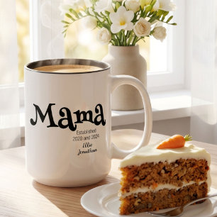 Mama Established New Mom Gift Two-Tone Coffee Mug