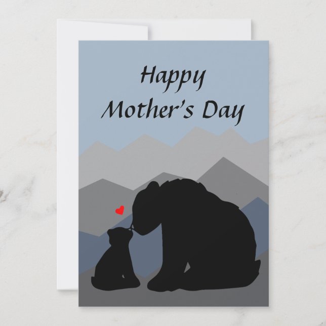 Mama et Baby Bear Mountains Carte de fête des mère (Devant)