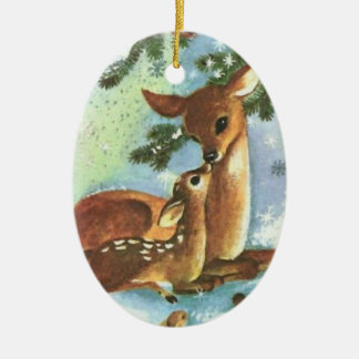 Mama et Baby Deer en céramique ornement de Noël