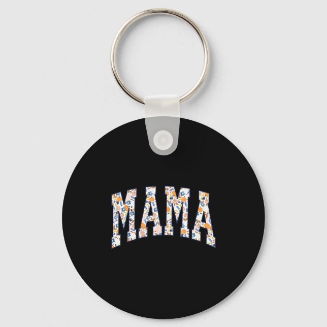 Mama Fall Yall Pumpkin Season Autumn Leaves Thanks Keychain (Front)