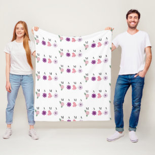 MAMA Floral Coaster – Mother’s Day, Birthday Gift Fleece Blanket