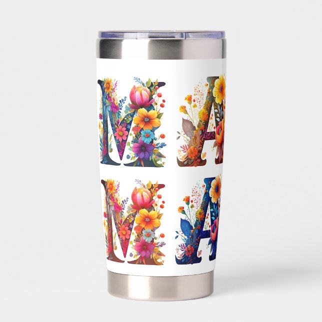 MAMA floral personalized Insulated Tumbler (Front)