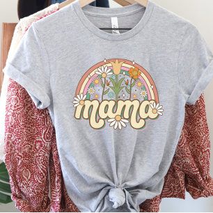 Mama Floral Rainbow-Vintage Style-Colorful Spring T-Shirt