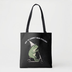 Mama Frog Off to Commit Mom Foolery Scooter Gift Tote Bag