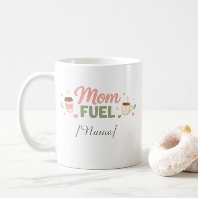 Mama Fuel personilized Mug | Ceramic Coffee Cup (With Donut)